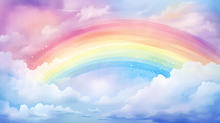Wall Mural - Cartoon abstract watercolor rainbow poster web page PPT background
