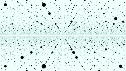 Aufkleber - Flying inside abstract space with rows of flying dots. Animation. Endless quantity of levitating spheres.
