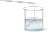 A laboratory setup - two chemicals in layers producing a polymer. The polymer is collected by winding around a glass rod,  Synthesis of nylon 2D, illustration