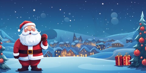 Wall Mural - Christmas illustration with Santa and lots of coy space. 