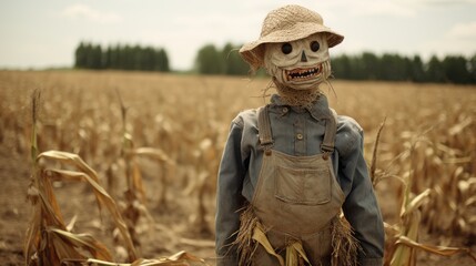 Wall Mural - Scarecrow guarding a farmer's field.