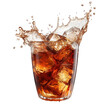 Cola with splashes on a white background isolated PNG