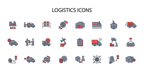 Logistics icon set.vector.Editable stroke.linear style sign for use web design,logo.Symbol illustration.