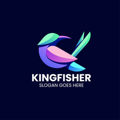 Vector Logo Illustration Kingfisher Gradient Colorful Style