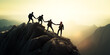 © Elaine - Team of businessman helping each other climbing to top mountain