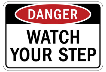 Wall Mural - Watch your step warning sign and labels