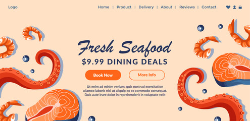 Wall Mural - Fresh seafood for order, discounts and sales