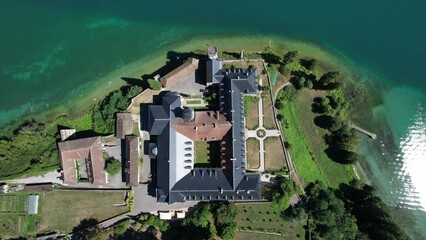 Wall Mural - Aerial view of Abbey of Hautecombe, or Abbaye d'Hautecombe, in Savoie, France