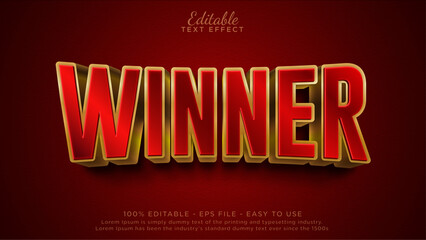 Aufkleber - Winner 3d editable text effect. Red glory text style
