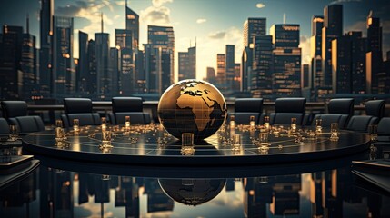 Poster - Abstract world globe. The concept of a global planet in finance, education and economics