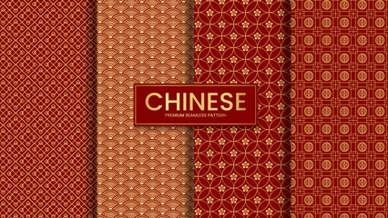 Wall Mural - chinese new year luxury premium seamless pattern set vector illustration
