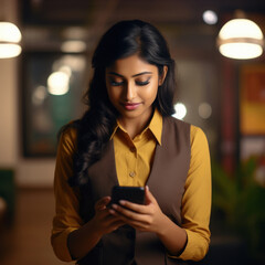 Sticker - young indian woman using smartphone