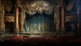 Fototapeta  - a forsaken, dilapidated theater with broken stages, tattered curtains, and a presence of theatrical spirits
