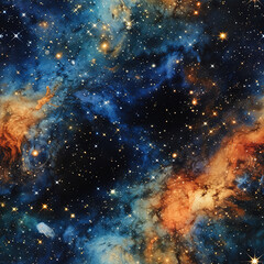 Wall Mural - Watercolor galaxy space cosmic repeat pattern