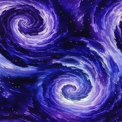 Wall Mural - Watercolor galaxy space cosmic repeat pattern