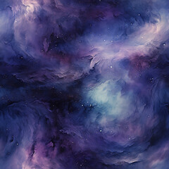 Wall Mural - Watercolor galaxy space cosmic repeat pattern