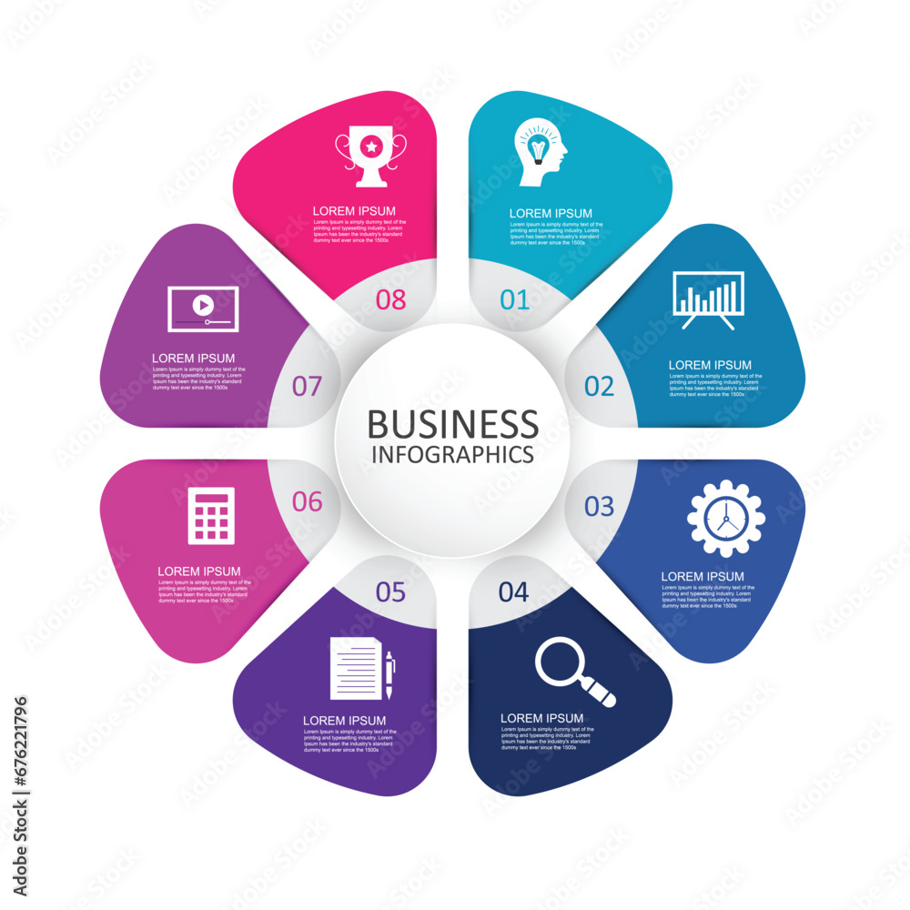 Circle diagram vector infographic presentation template chart 8 options ...
