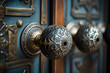 Close up of old antique doorknob
