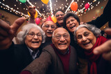 Fototapeta  - indian elderly people taking group selfie