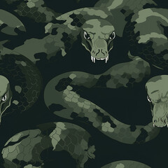 Wall Mural - Snakes cartoon repeat pattern