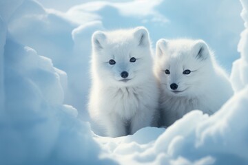 white baby arctic foxes