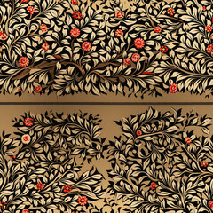 India floral folk art repeat pattern