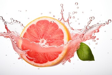 Wall Mural - Grapefruit with water splash on white