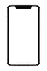 Wall Mural - Smartphone similar to iPhone x  with blank white screen for Infographic Global Business Marketing Plan .Mockup model similar to iPhone x.