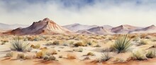 Watercolour Desert Landscape Wallpaper