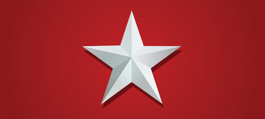 3d silver star on a red background vector