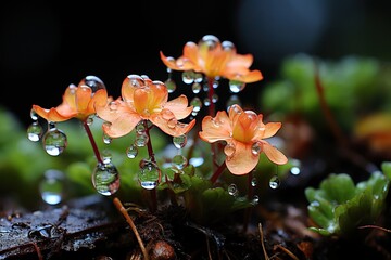 Wall Mural - water drops on flower