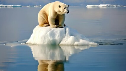a polar bear stranded on a small ice floe a poignant symbol of the impact of global warming and melt