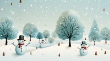 Repeating Pattern Of Minimalist Snowman On A Light Background. AI Generated Illustration