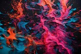 Fototapeta Młodzieżowe - A neon ink spill spreading across a canvas, creating a chaotic yet mesmerizing pattern