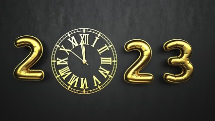 Wall Mural - 4k Video New Year Clock 2024. Prores 4444