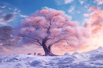 Wall Mural - winter landscape background, generative ai.