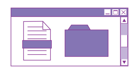 Poster - Desktop interface window with files in y2k style. Old computer aesthetics from the 90s, 00s. Retro PC elements, user interface. Vector illustration