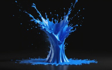 blue paint splash isolated on black background