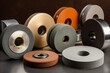 Grinding wheels collection. Grain size disc spinning round. Generate Ai