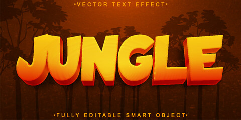Poster - Cartoon Orange Jungle Vector Fully Editable Smart Object Text Effect