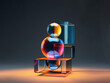 © Polina - 3d render of a glowing symbol made of spheres
