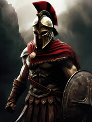 Poster - Spartan warrior. Digital art.