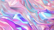 Seamless iridescent silver holographic crumpled chrome foil vaporwave background texture. Trendy pearlescent pastel rainbow prism effect pattern marble texture. Generative Ai