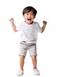 Adorable Asian Chinese Boy with White Blank T-shirt and Comfortable Shorts Mockup for Trendy E-commerce Fashion