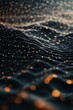3d rendering of abstract digital landscape with glowing particles. Futuristic wave with depth of field and bokeh. Big data visualization.