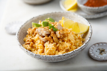 Wall Mural - Chicken with couscous and avocado