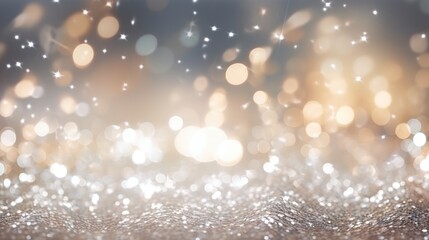 Poster - Abstract blur background of abstract glitter lights. silver and white.