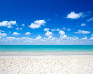 Canvas Print - Blue sea under clouds sky. Tropical landscape