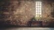 Old room with old brick wall, old house background