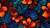 Fototapeta Panele - Tropical floral seamless pattern background with exotic flowers, Botanical wallpaper illustration in Hawaiian style